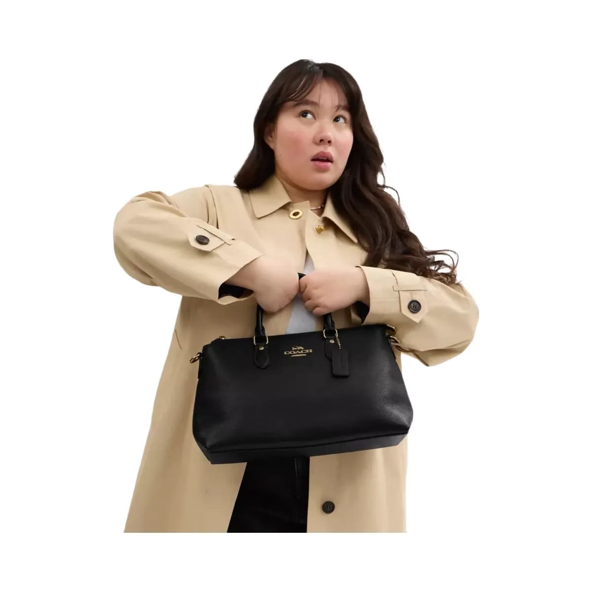 Coach Georgia Satchel Bag in Gold Black
