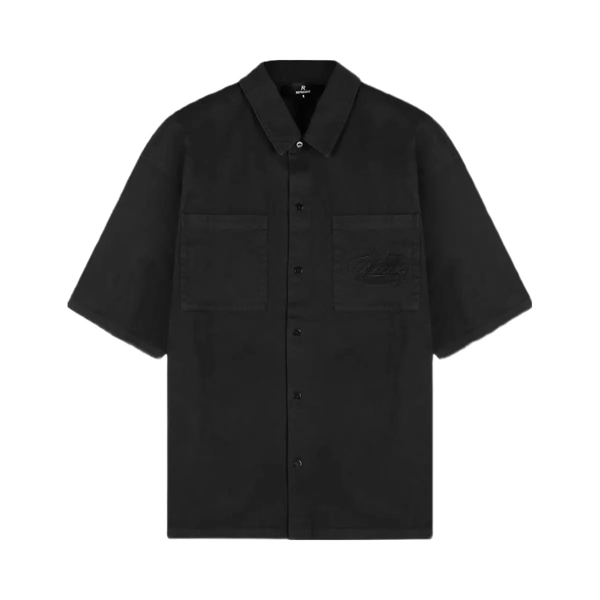 Represent Short Sleeve Cotton Overshirt Washed Black