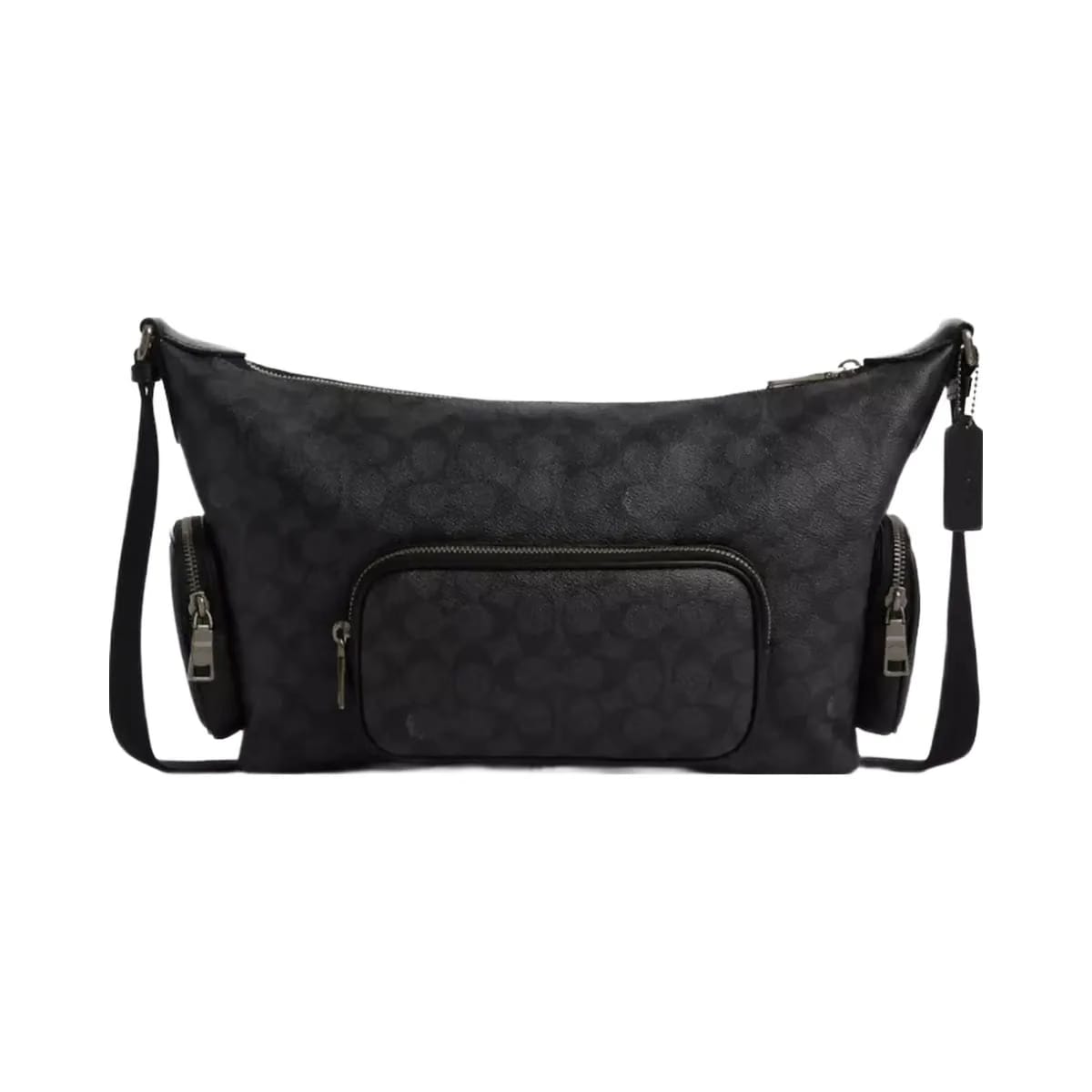 Coach Finn Crossbody Bag With Pockets In Signature Canvas in Gunmetal Charcoal Black