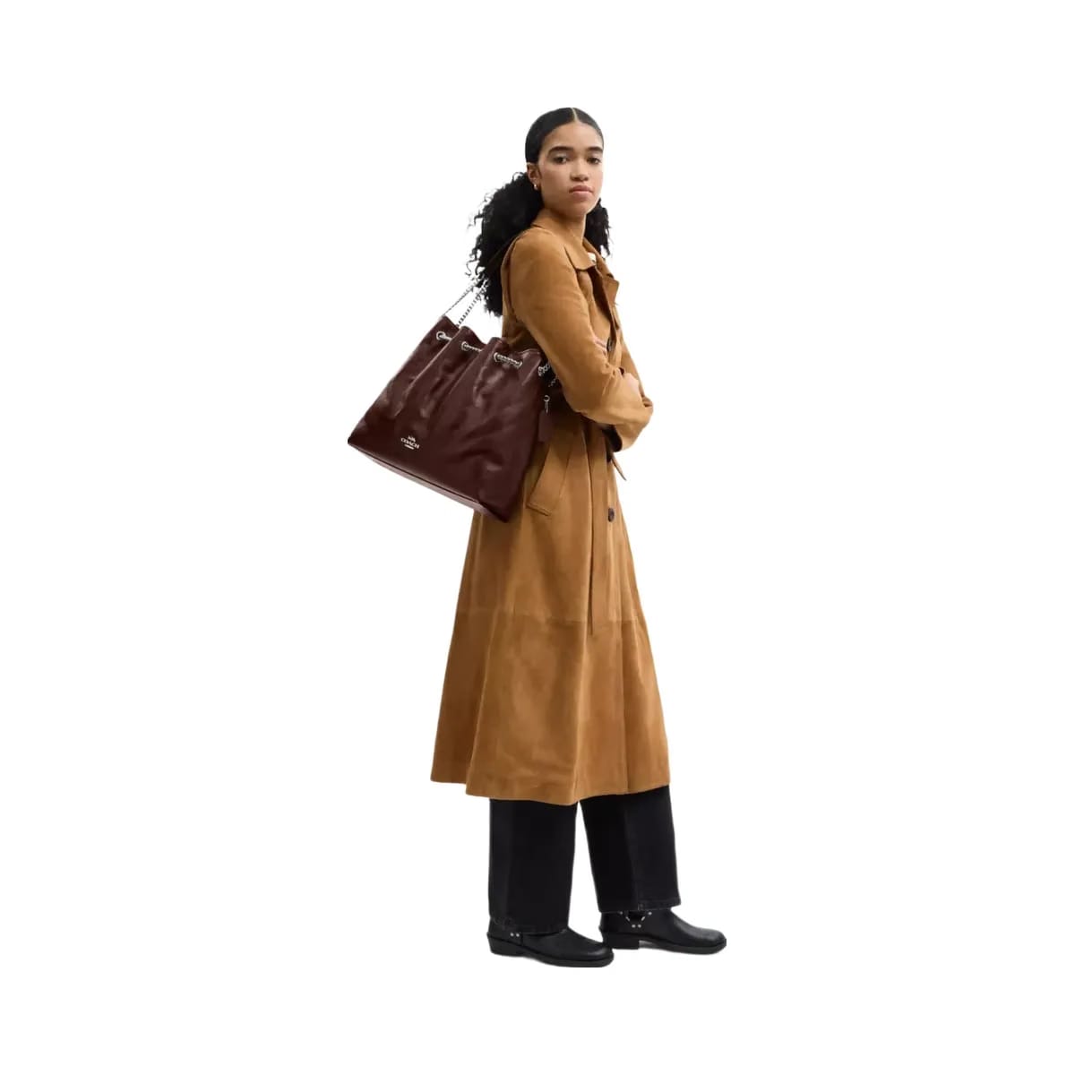 Coach Evelyn Large Shoulder Bag With Quilting in Silver Maple
