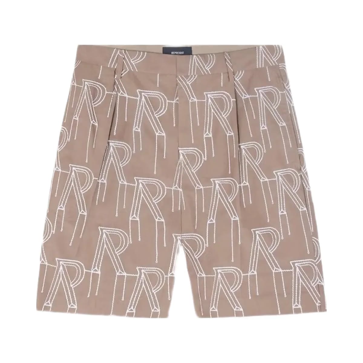 Represent Embroidered Initial Tailored Short Washed Taupe