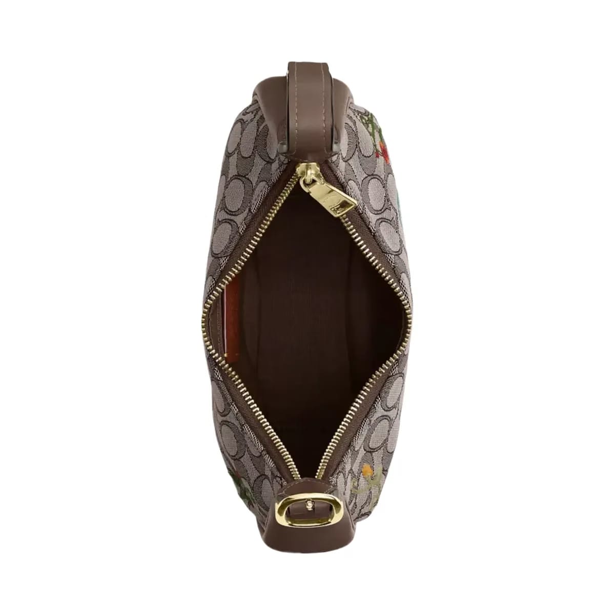 Coach Emily Shoulder Bag In Signature Jacquard With Floral Embroidery in Gold Oak Multi