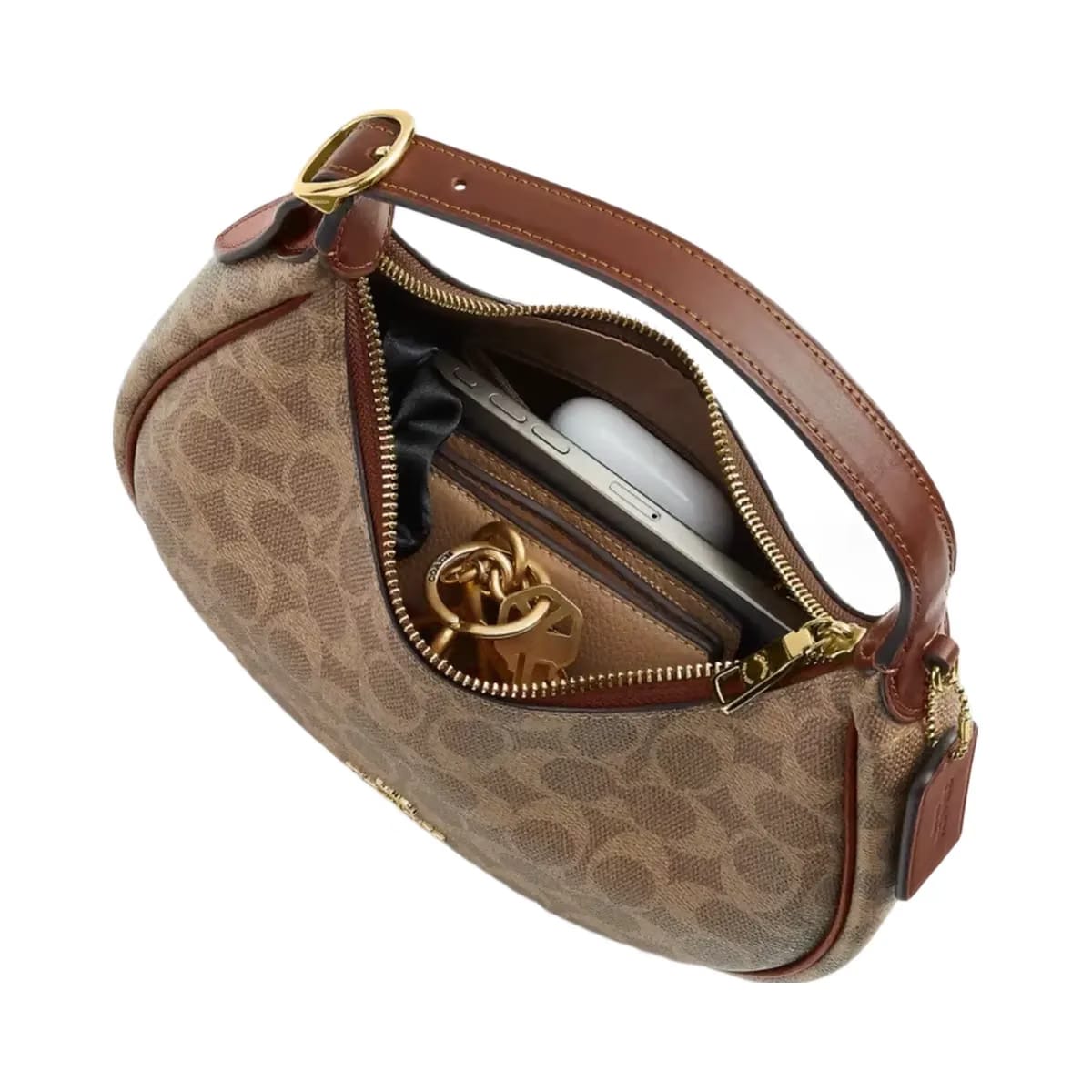 Coach Emily Shoulder Bag In Signature Canvas in Gold Tan Brown