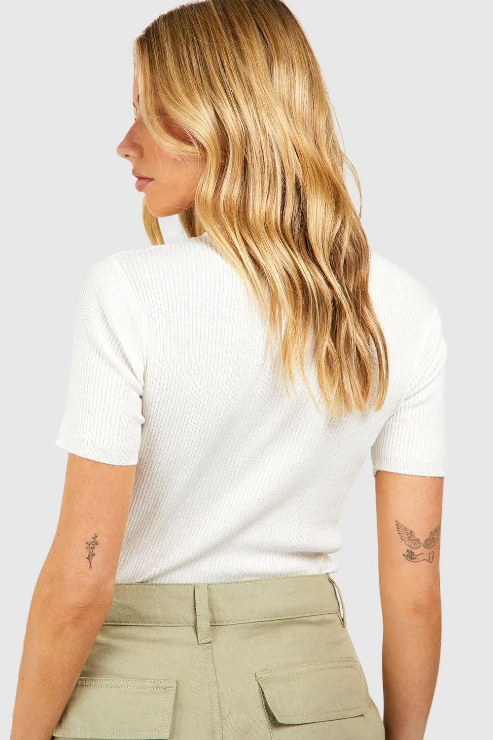Rib Knit Crew Neck Short Sleeve Knitted Top