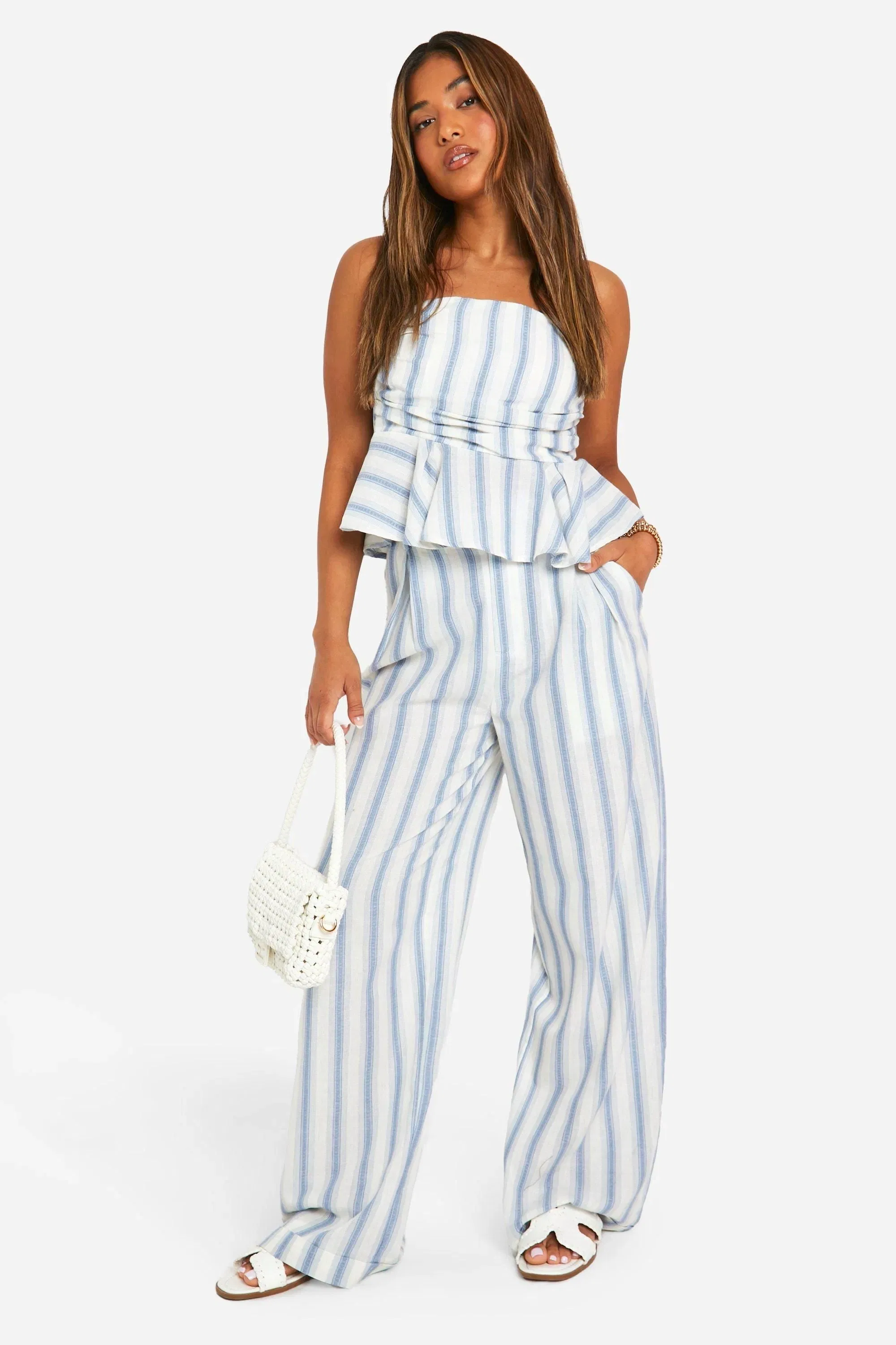 Petite Stripe Draped Bandeau Top