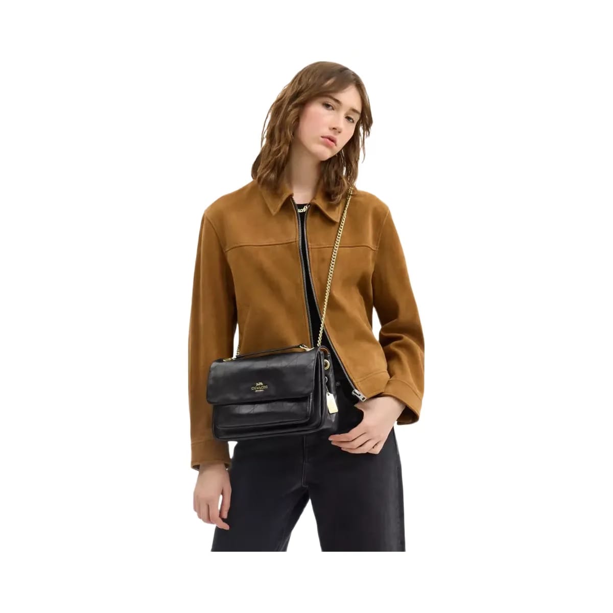 Coach Elodie Crossbody Bag With Quilting in Gold Black
