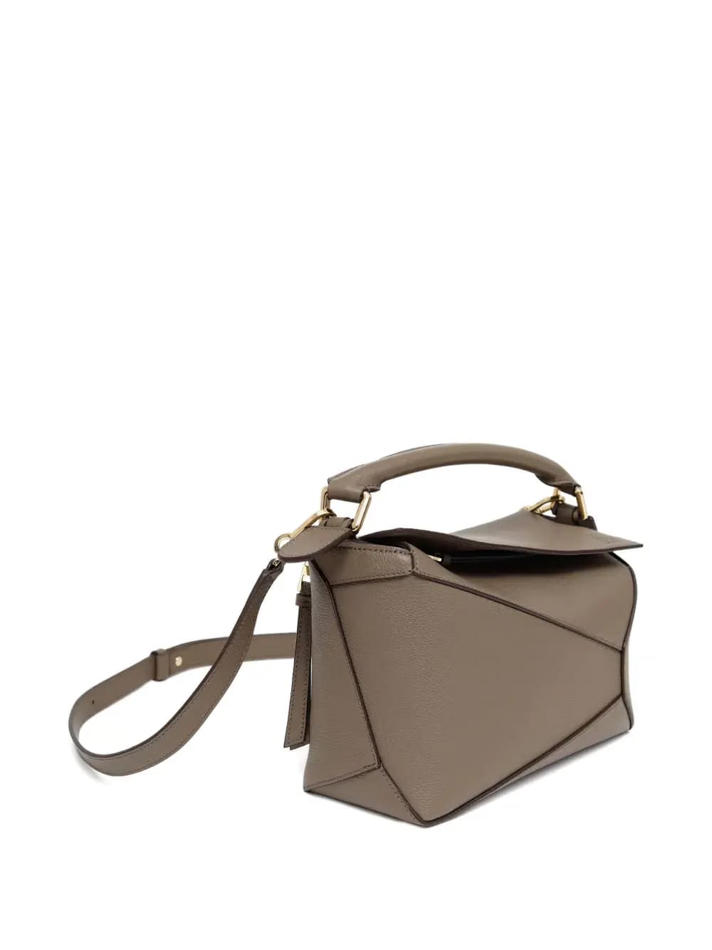 Puzzle geometric leather tote bag