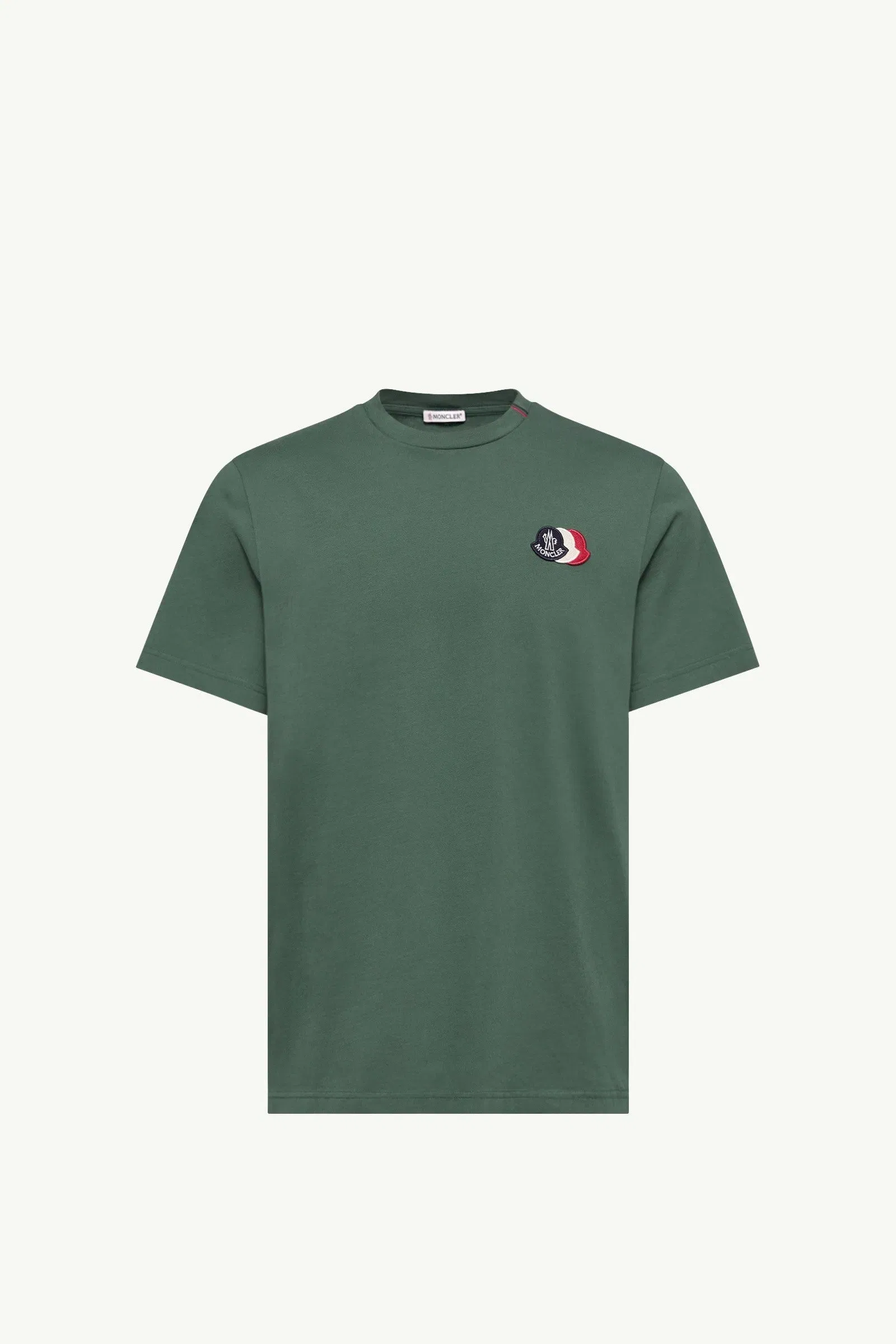 Moncler Embroidered Tricolor Logo Cotton T-Shirt Emerald Green Emerald Green