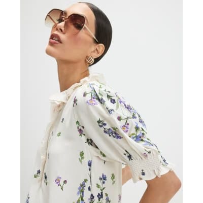 White Floral Blouse