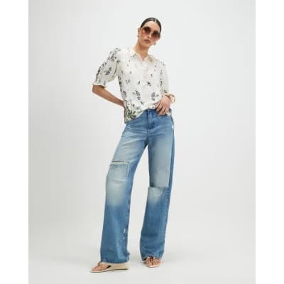 White Floral Blouse