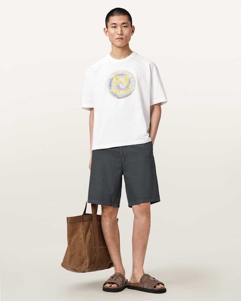 AllSaints Corbett Relaxed Fit Linen Blend Shorts Canis Grey