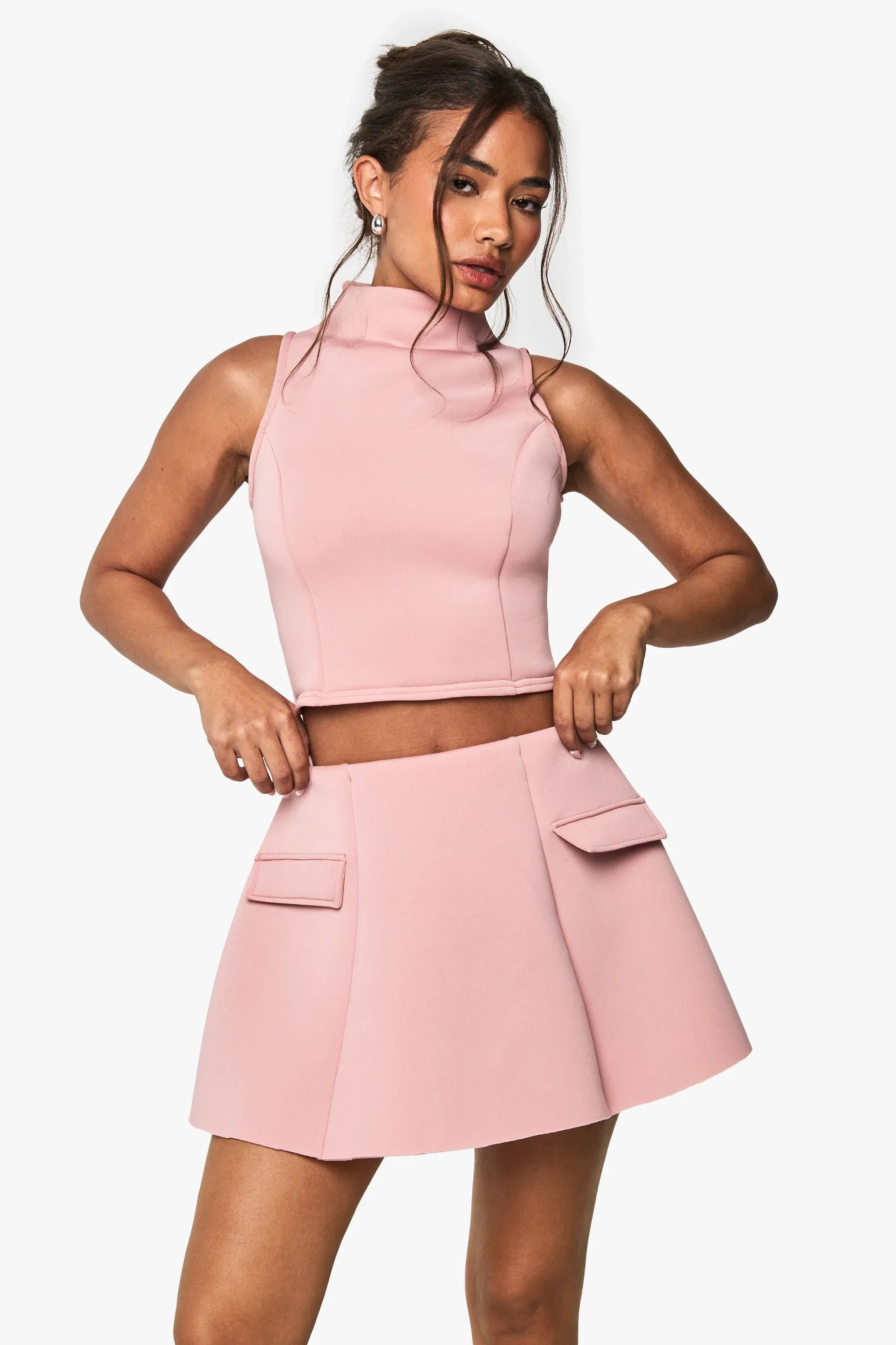 Scuba Pocket Detail A Line Skirt