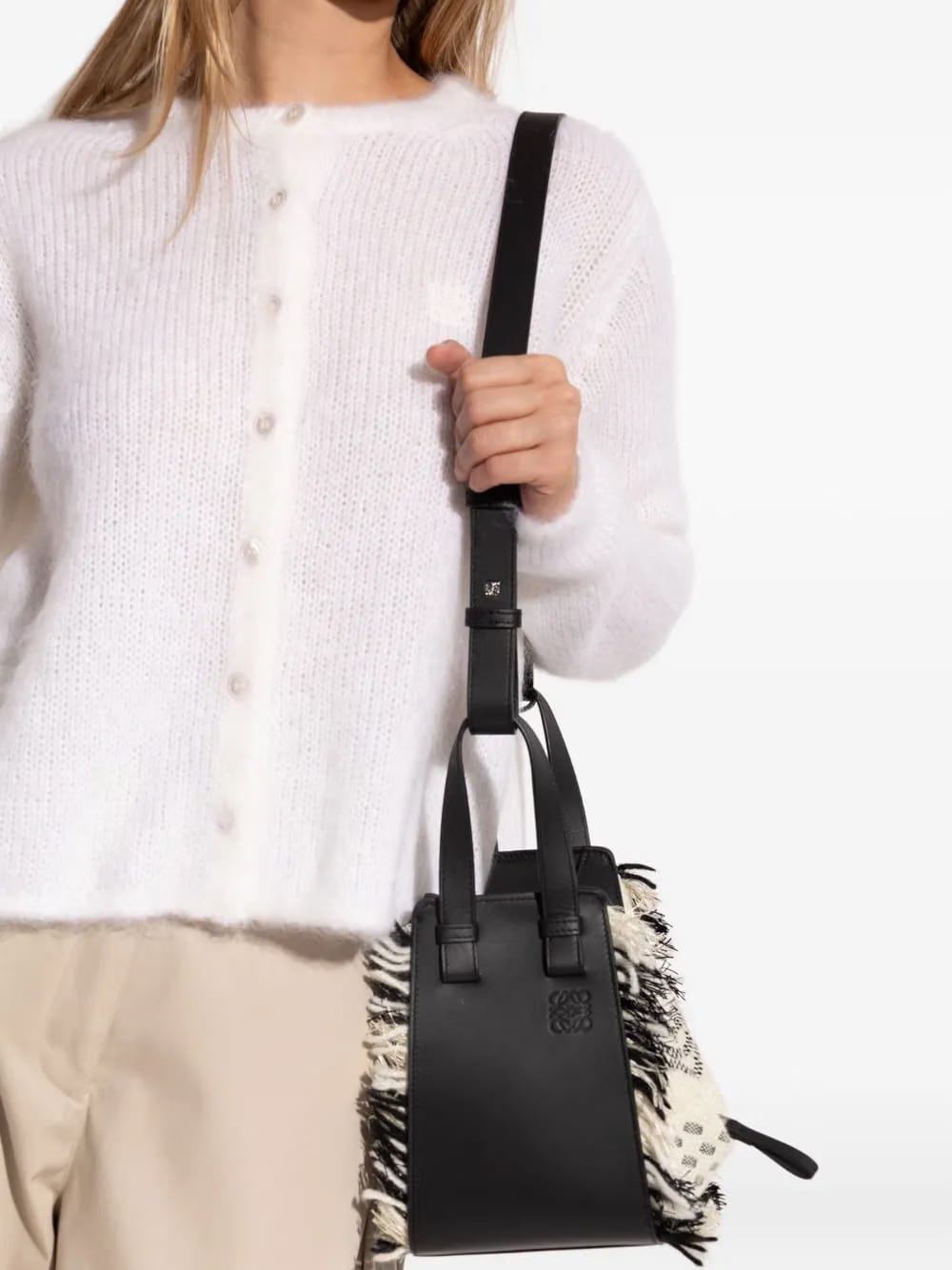 x Albers Compact Hammock fringed leather tote bag