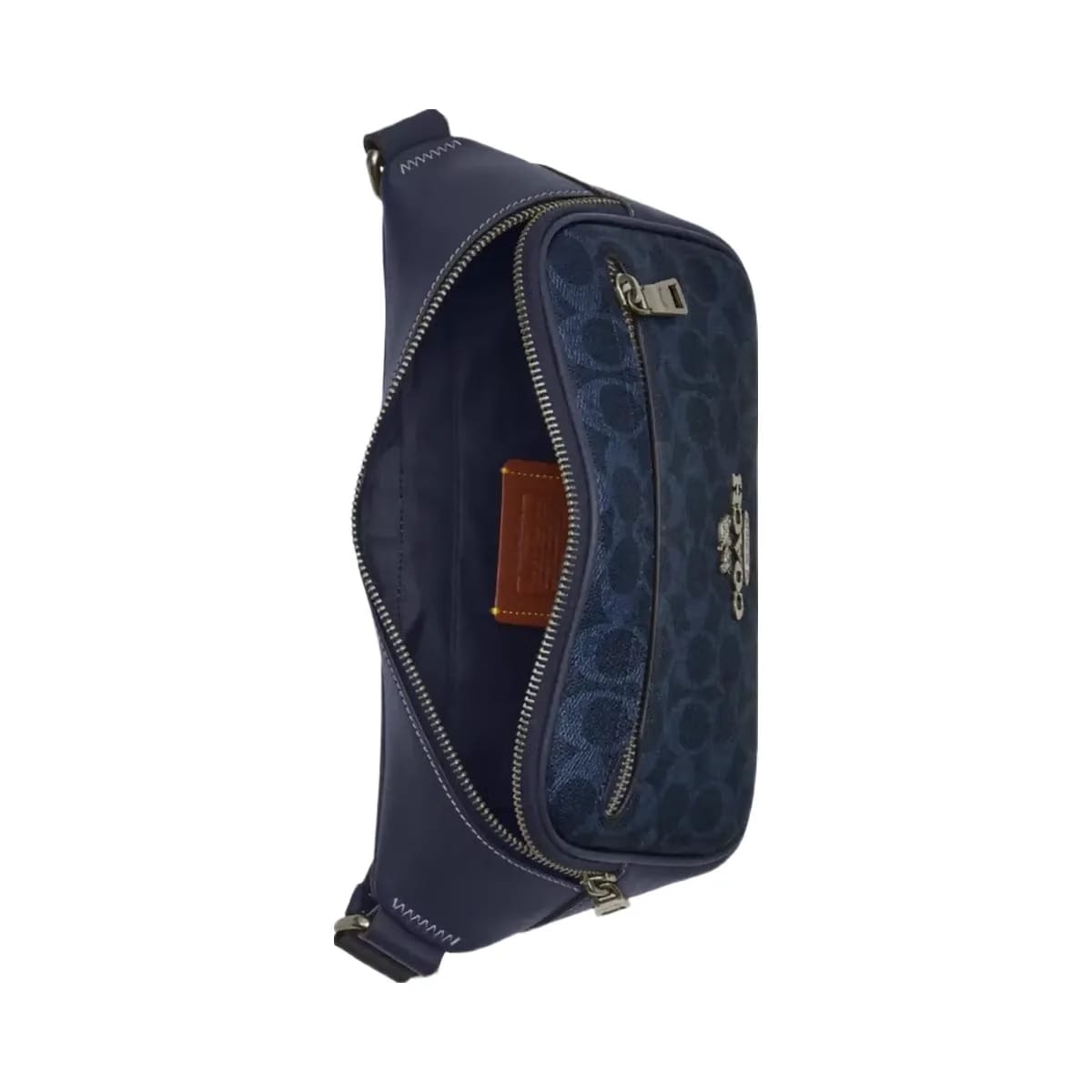 Coach Elias Belt Bag In Signature Canvas in Gunmetal Denim Midnight Navy