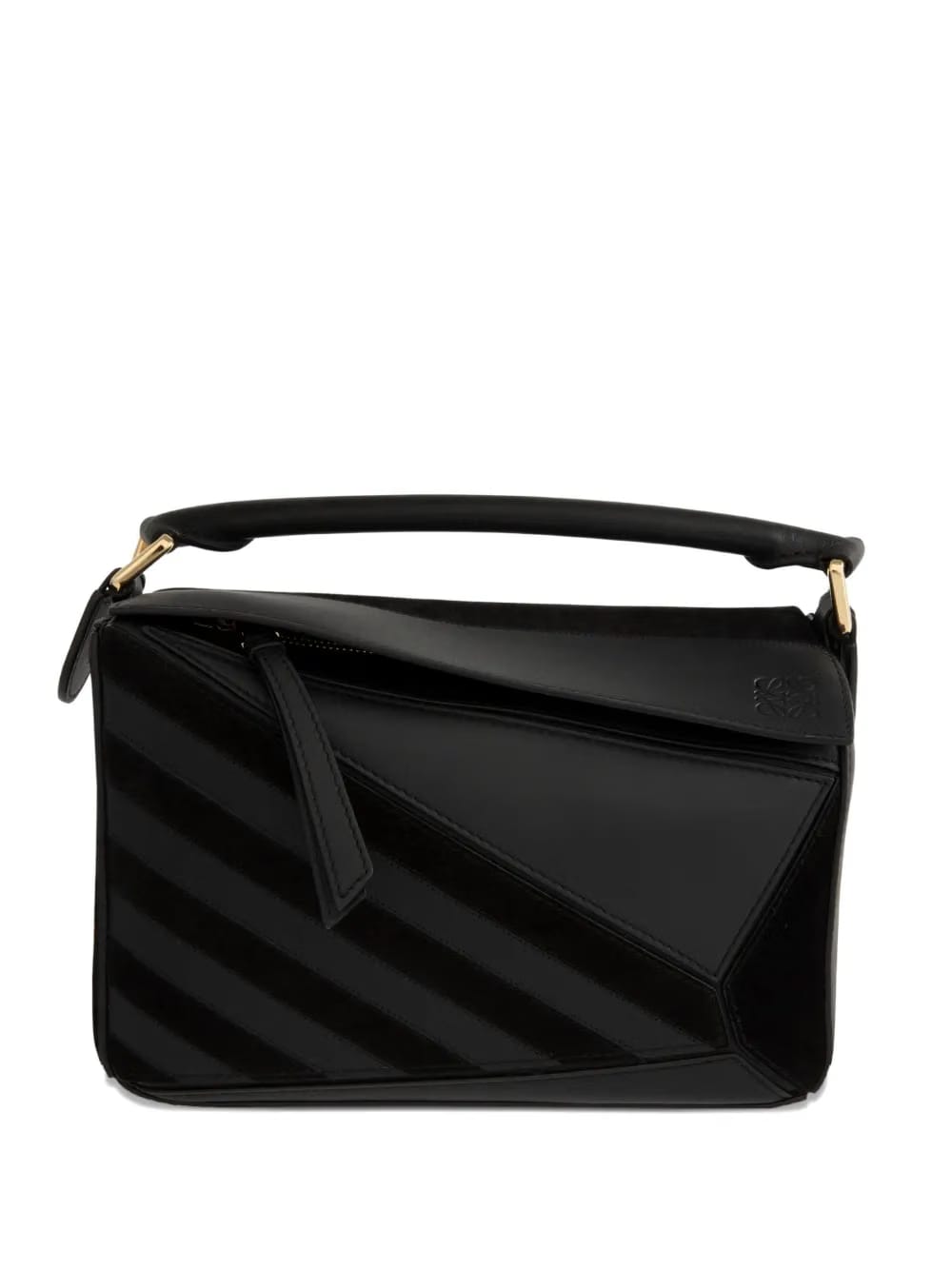 Puzzle suede clutch bag