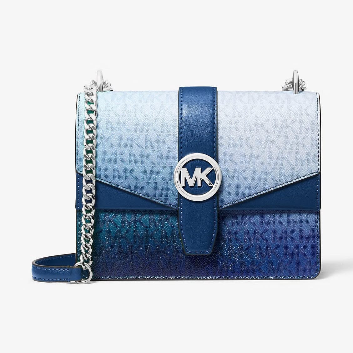 Michael Kors Greenwich Small Ombre Signature Logo Crossbody Bag Galaxy Blue