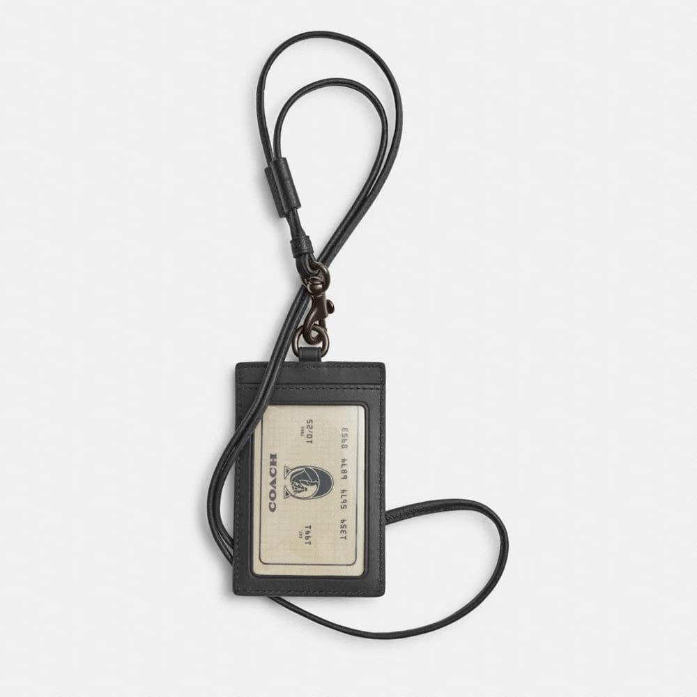 Coach Id Lanyard In Signature Canvas Charcoal