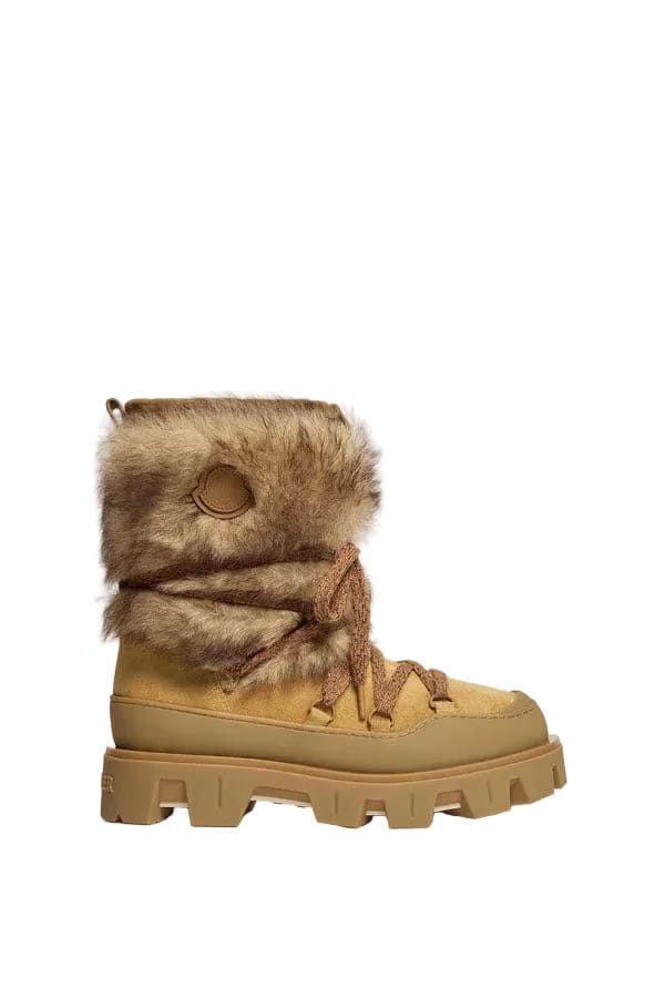 Moncler Peak Aprs Suede & Shearling Boots Camel Beige