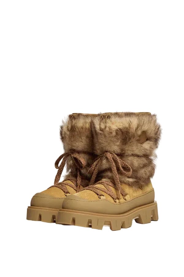 Moncler Peak Aprs Suede & Shearling Boots Camel Beige