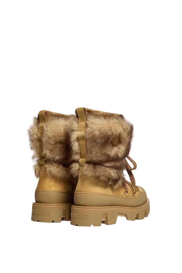 Moncler Peak Aprs Suede & Shearling Boots Camel Beige