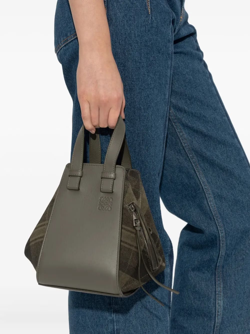 Hammock printed-tartan tote bag