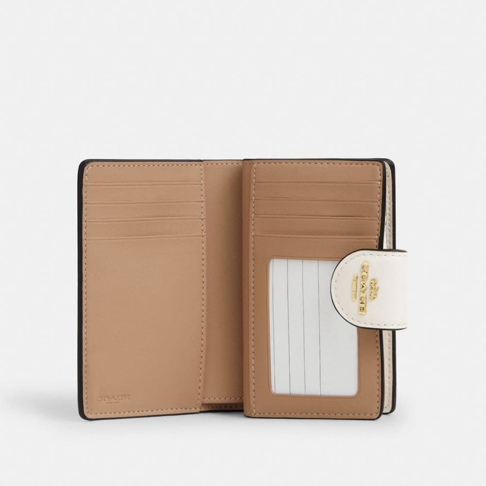 Coach Medium Corner Zip Wallet In Signature Canvas Gold White Chalk