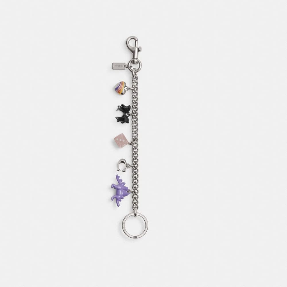 Coach Motif Chain Bag Charm Silver Multi