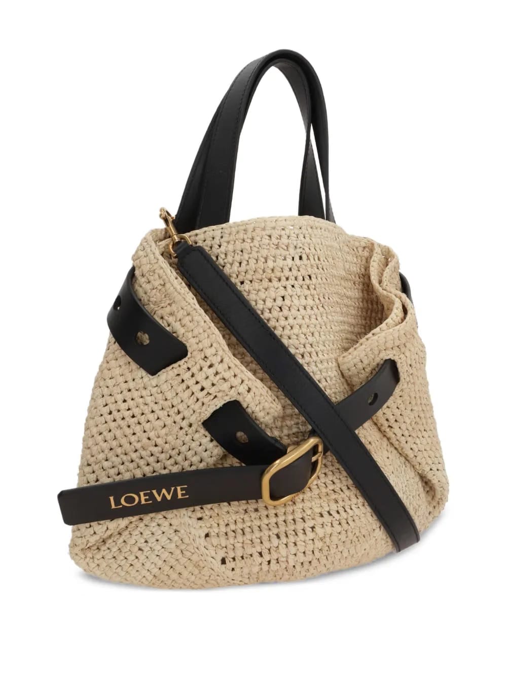 mini Punch Hole rafia-crochet cross body bag