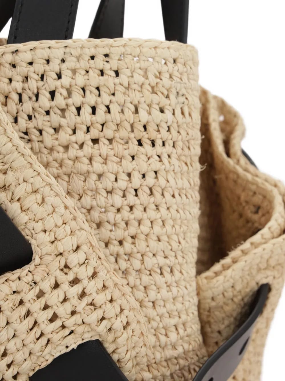 mini Punch Hole rafia-crochet cross body bag