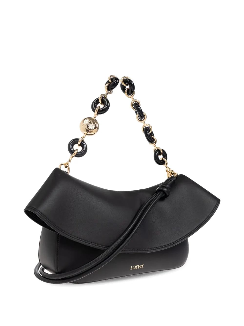 chain-link ruffled shoulder bag