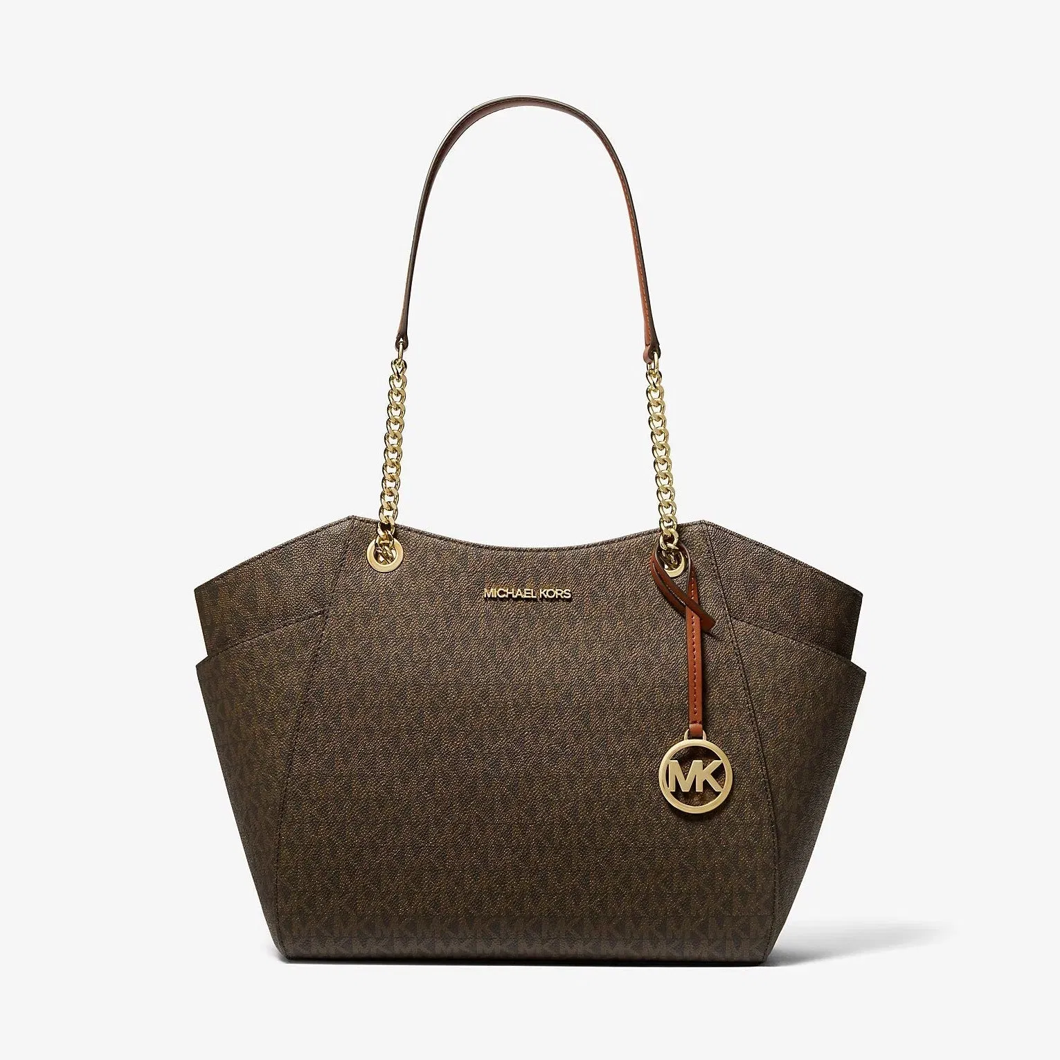 Michael Kors Jet Set Large Signature Logo Shoulder Bag Brown