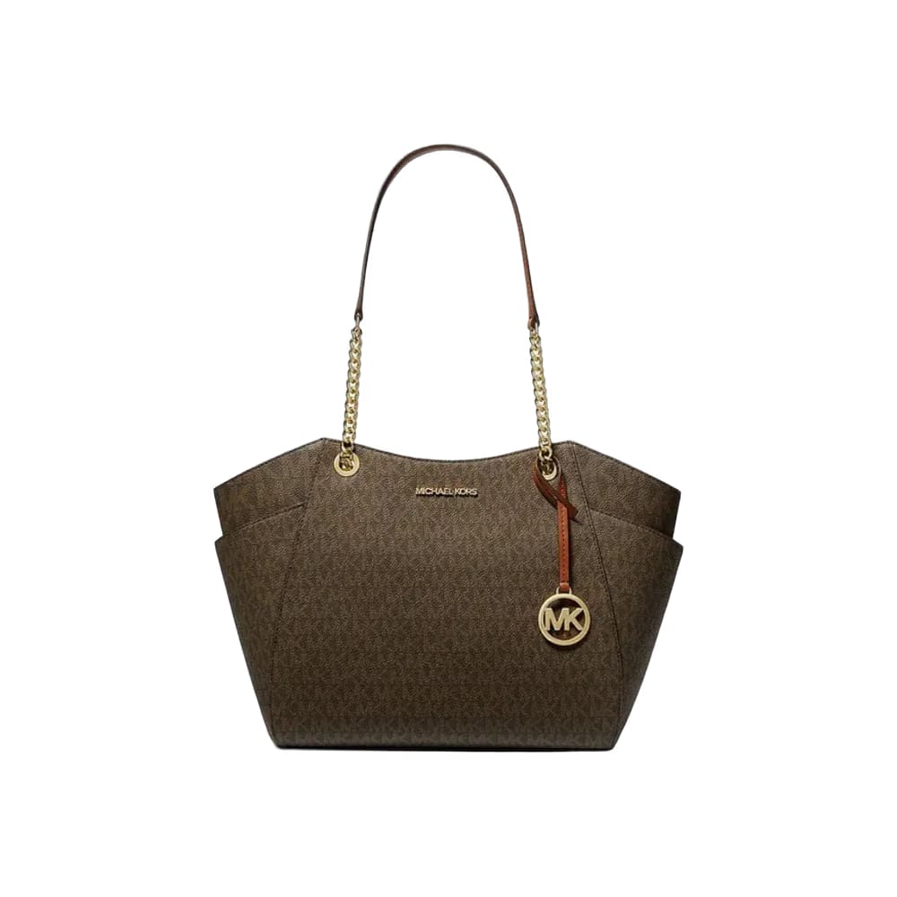 Michael Kors Jet Set Large Signature Logo Shoulder Bag Brown