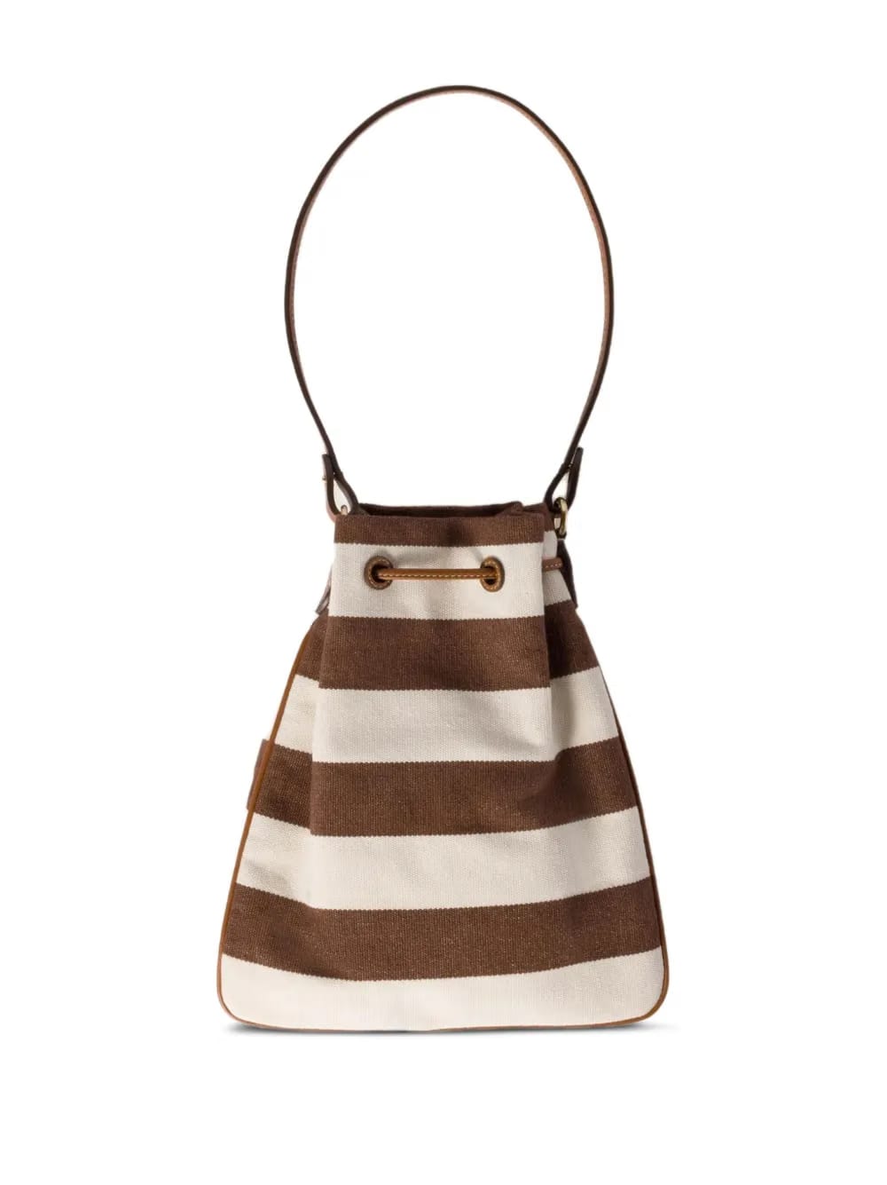 striped drawstring bucket bag