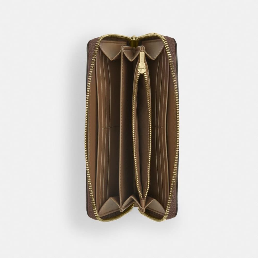 Coach Long Zip Around Wallet Gold Dark Stone