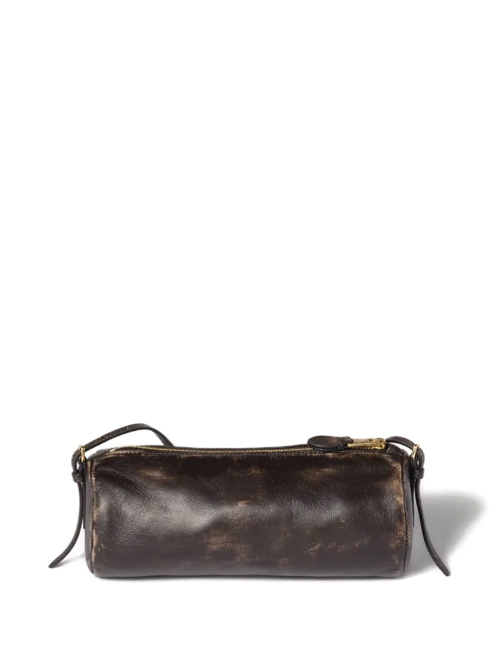 embossed-logo cylinder shoulder bag