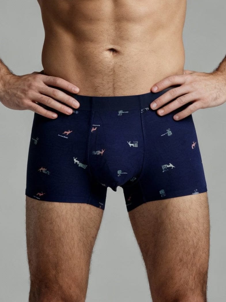 Men V Walks Naval printed Luxury Elastic Trunk by Manaca