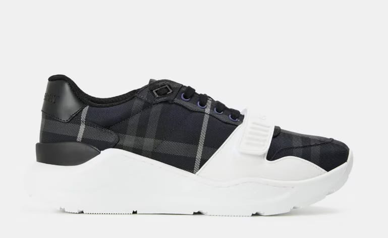 BURBERRY Men's Regis Check Cotton Trainers 'Storm'