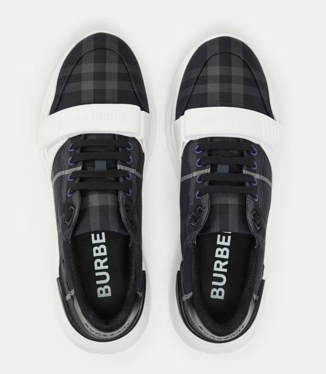 BURBERRY Men's Regis Check Cotton Trainers 'Storm'