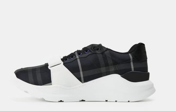 BURBERRY Men's Regis Check Cotton Trainers 'Storm'