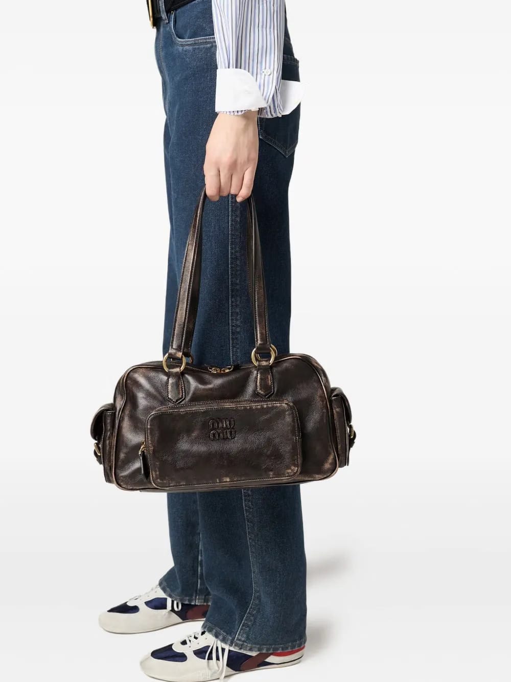 Pocket logo-embossed tote bag