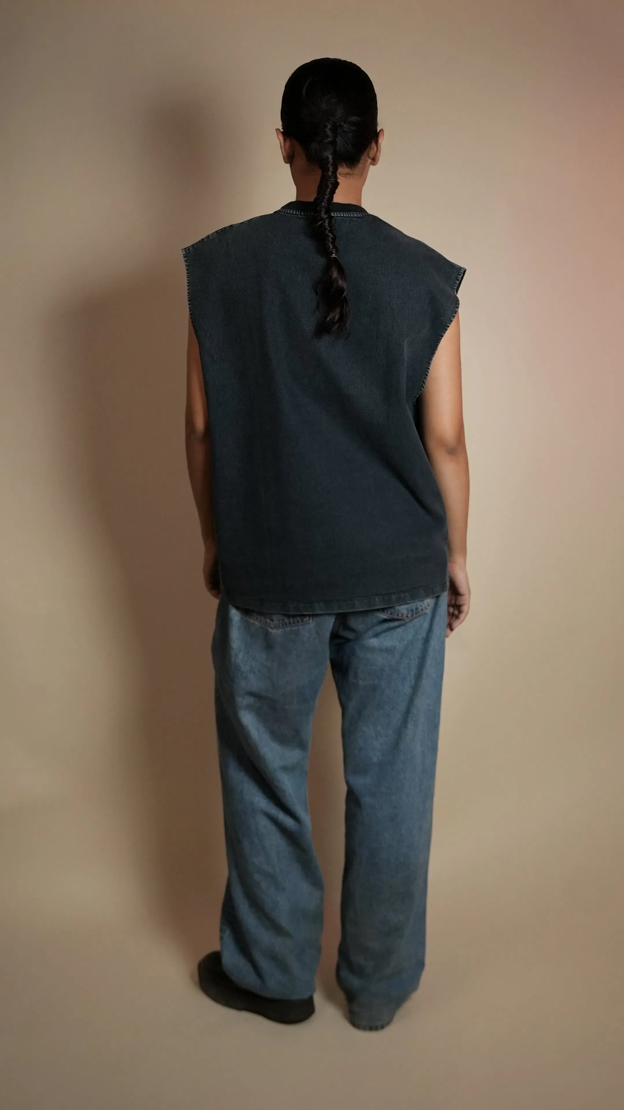 BLACK DENIM WOMEN'S TANK TOP
