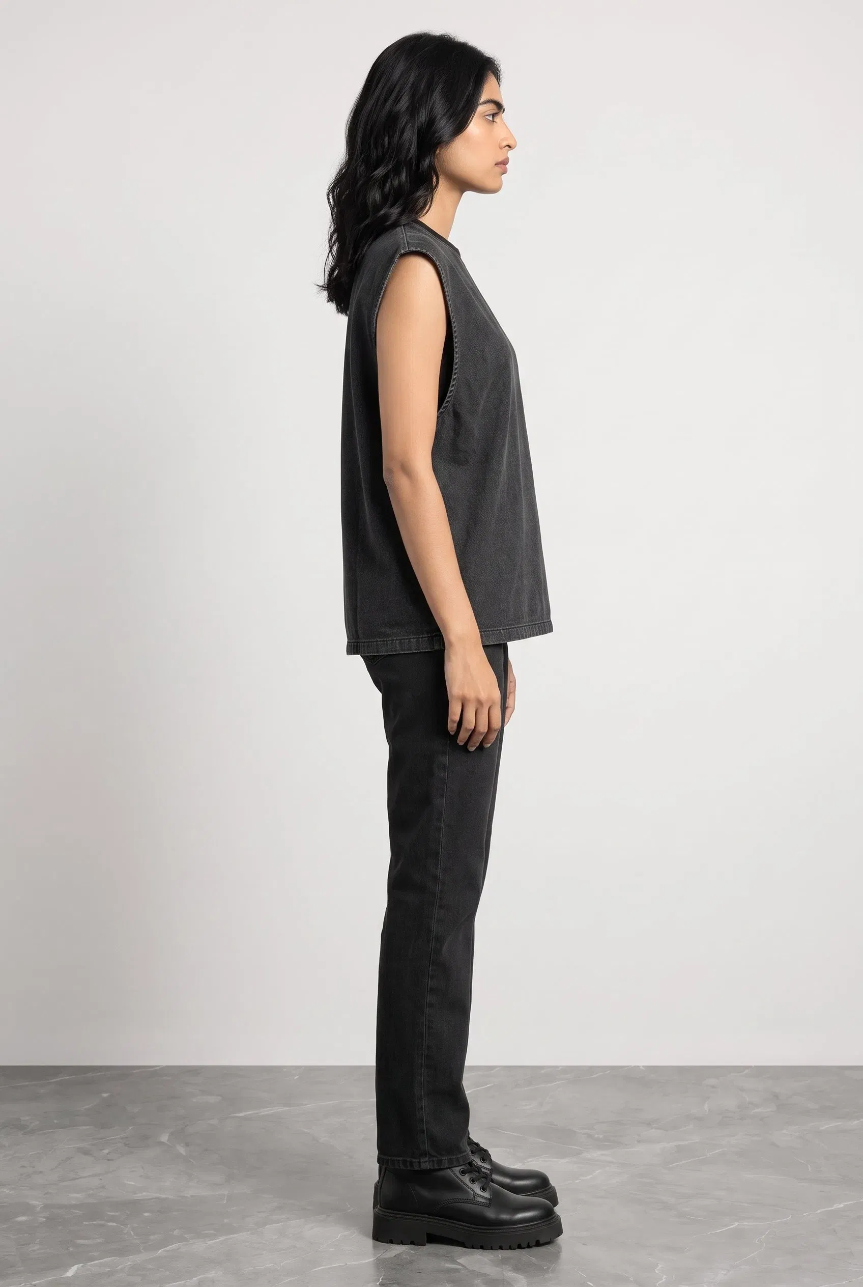 BLACK DENIM WOMEN'S TANK TOP