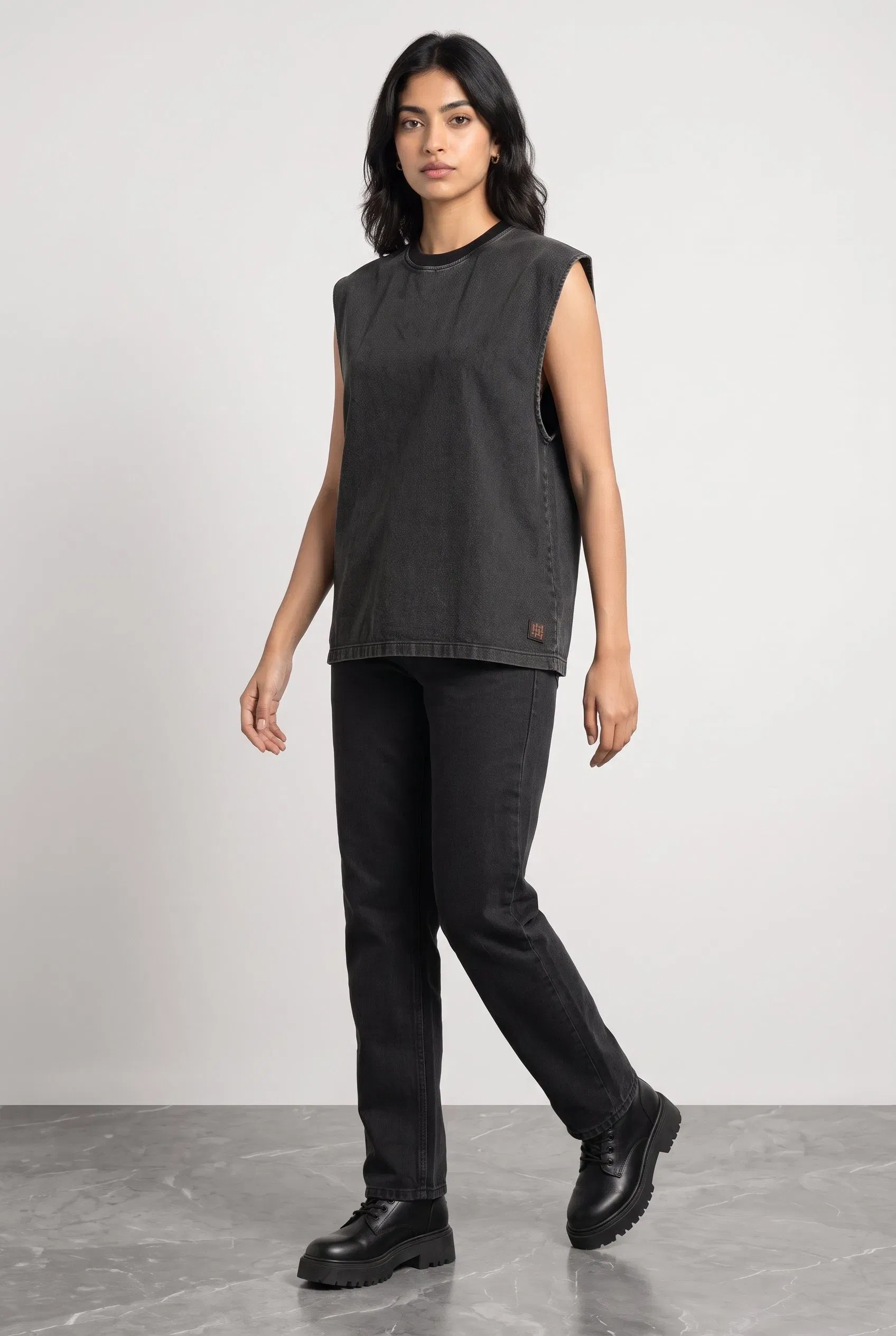 BLACK DENIM WOMEN'S TANK TOP
