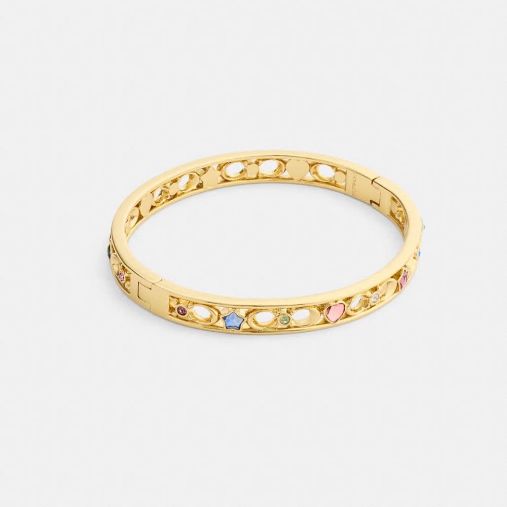 Coach Stars And Hearts Hinged Bangle Gold Multi