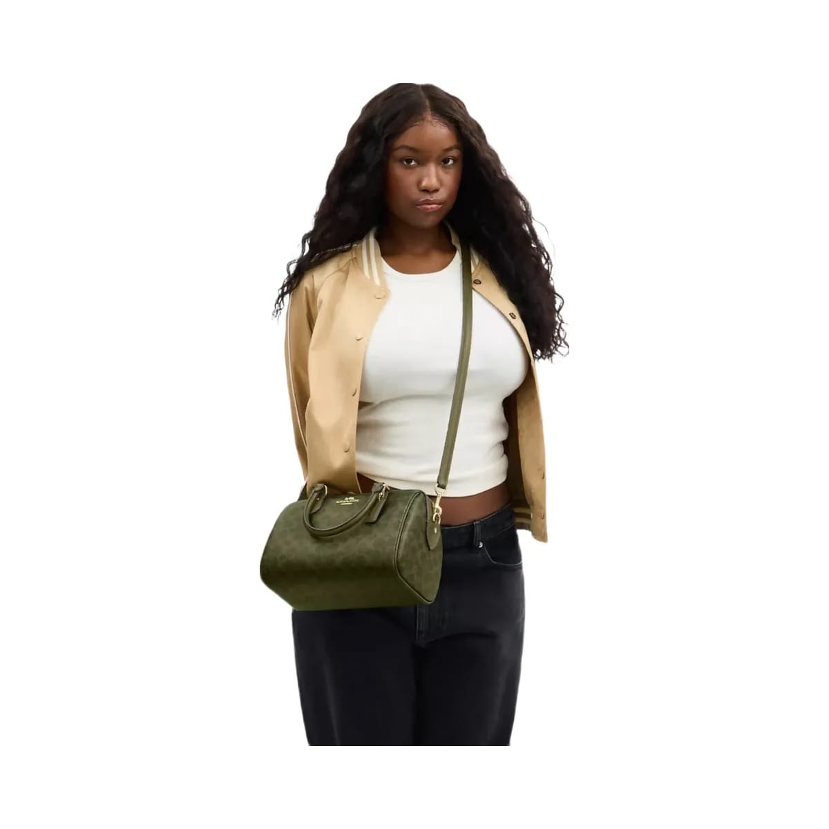 Coach Rowan Satchel Bag In Signature Canvas in Gold Olive