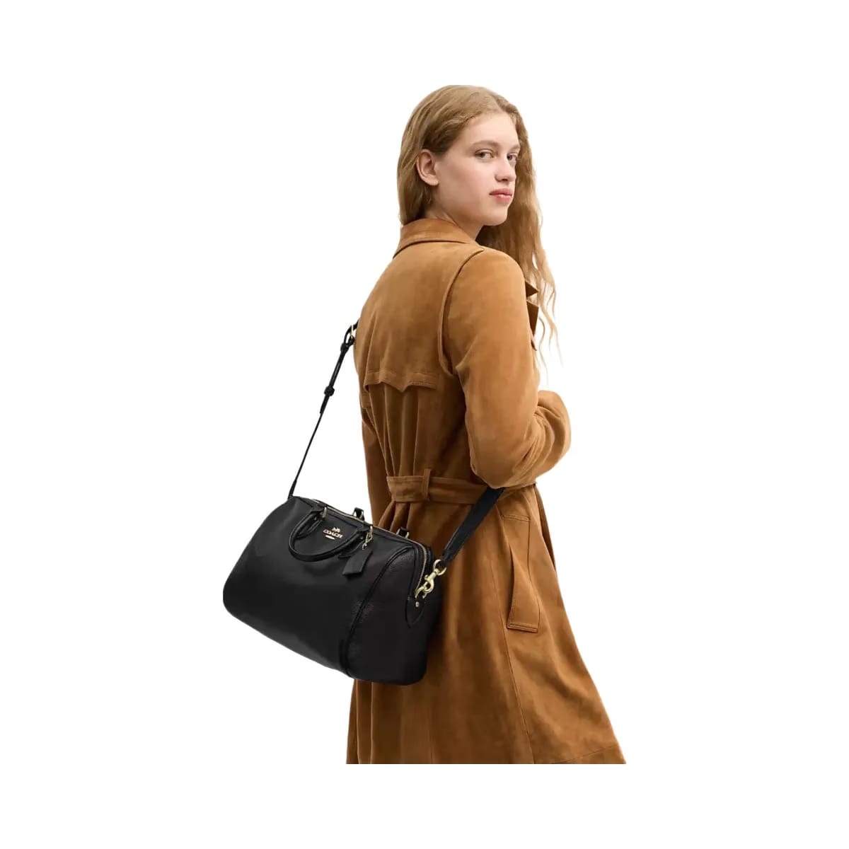 Coach Rowan Large Satchel Bag in Gold Black
