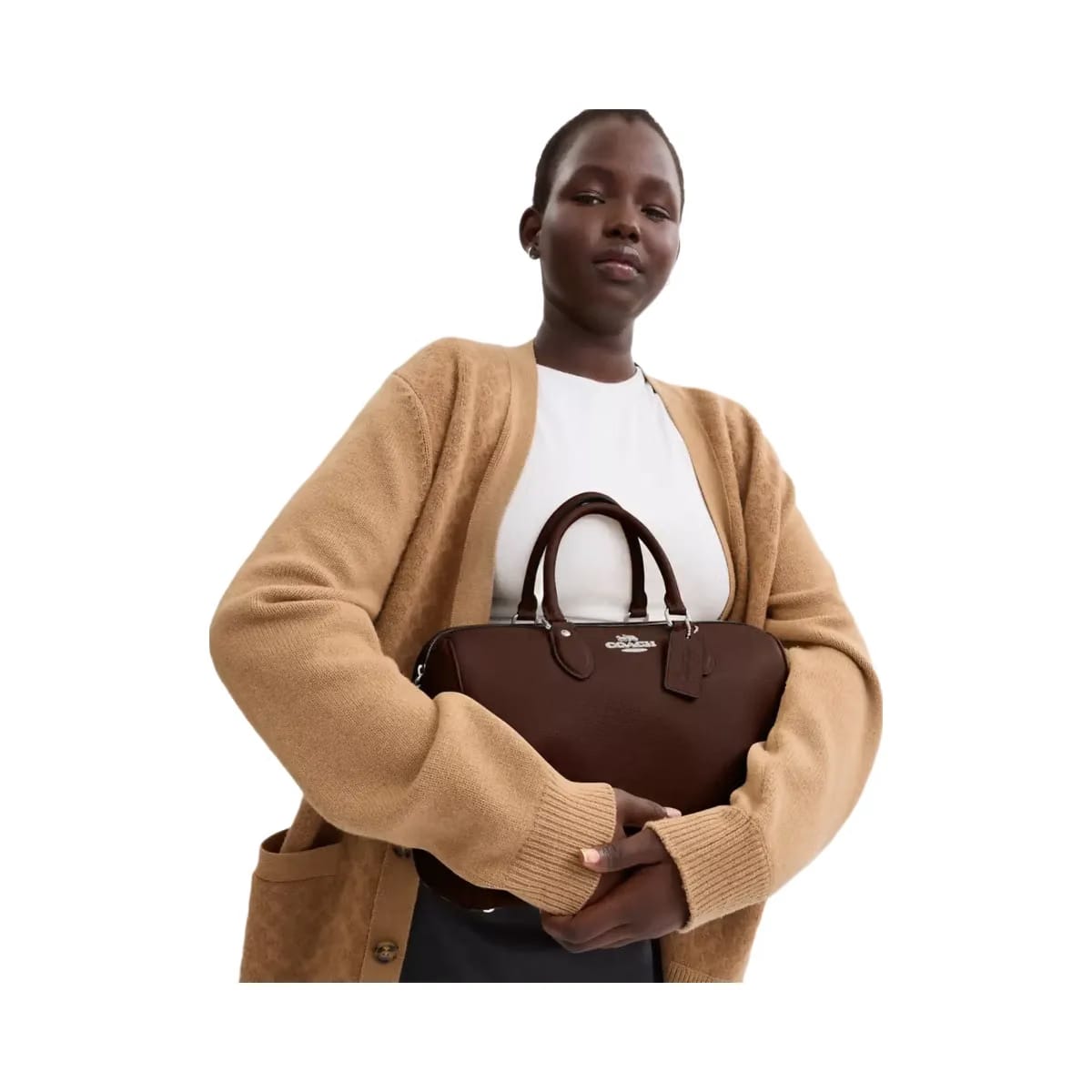 Coach Rowan Large Satchel Bag in Silver Maple