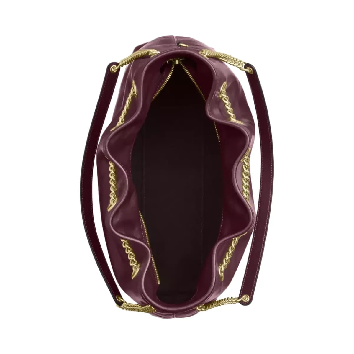 Coach Evelyn Shoulder Bag in Gold Dark Wine
