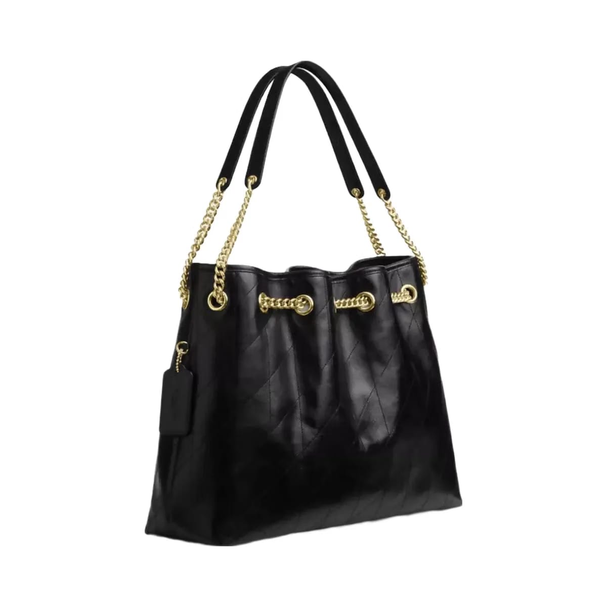 Coach Evelyn Shoulder Bag With Quilting in Gold Black