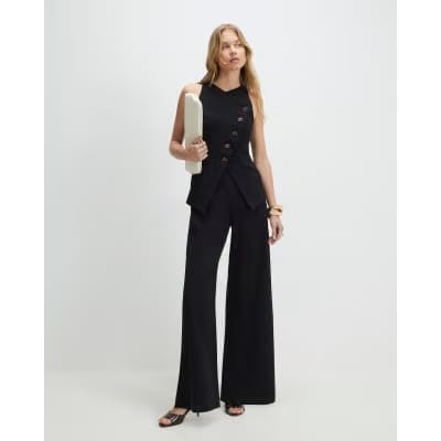 Black Collarless Asymmetric Jumpsuit